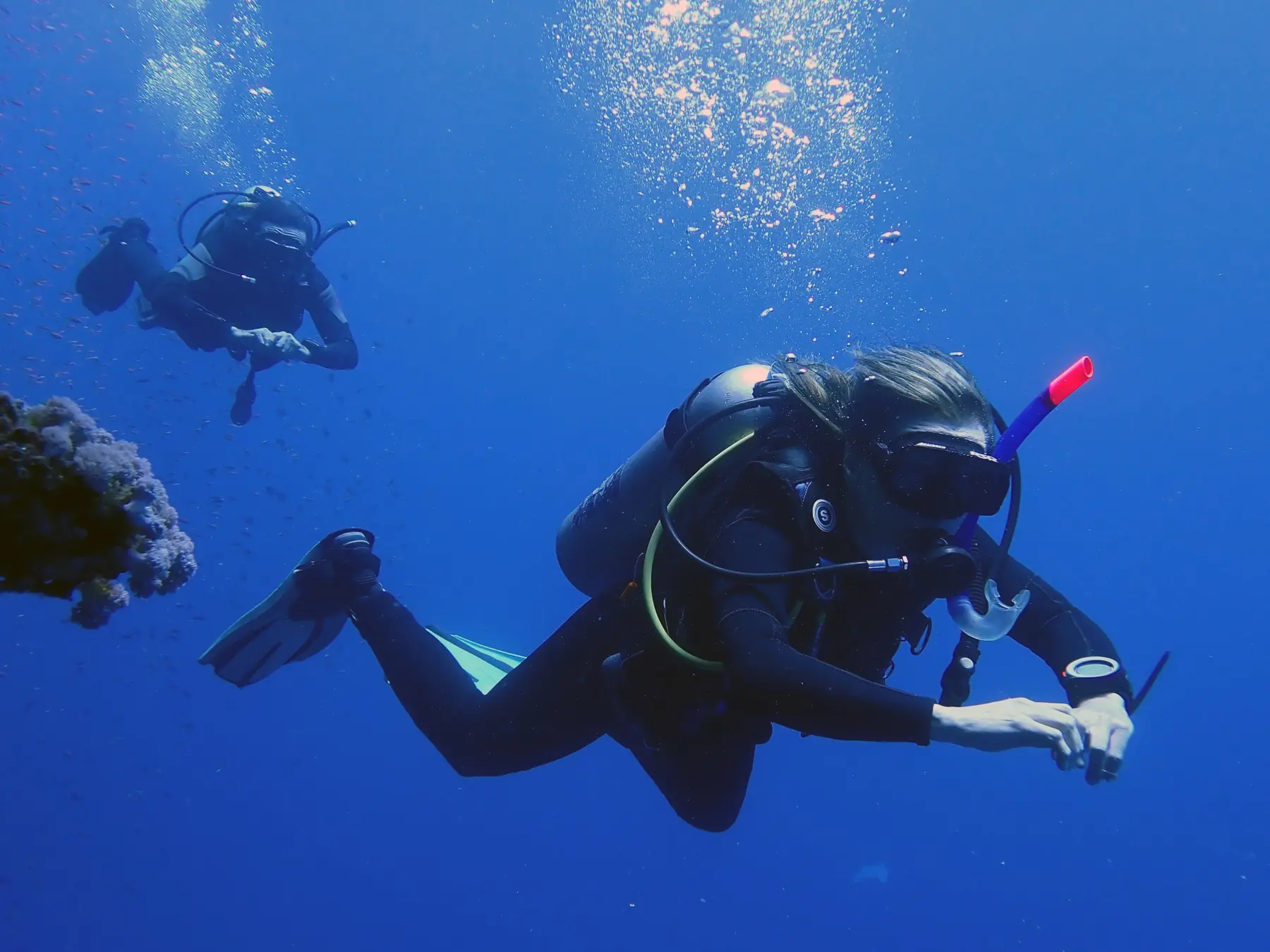 Diving into blue water